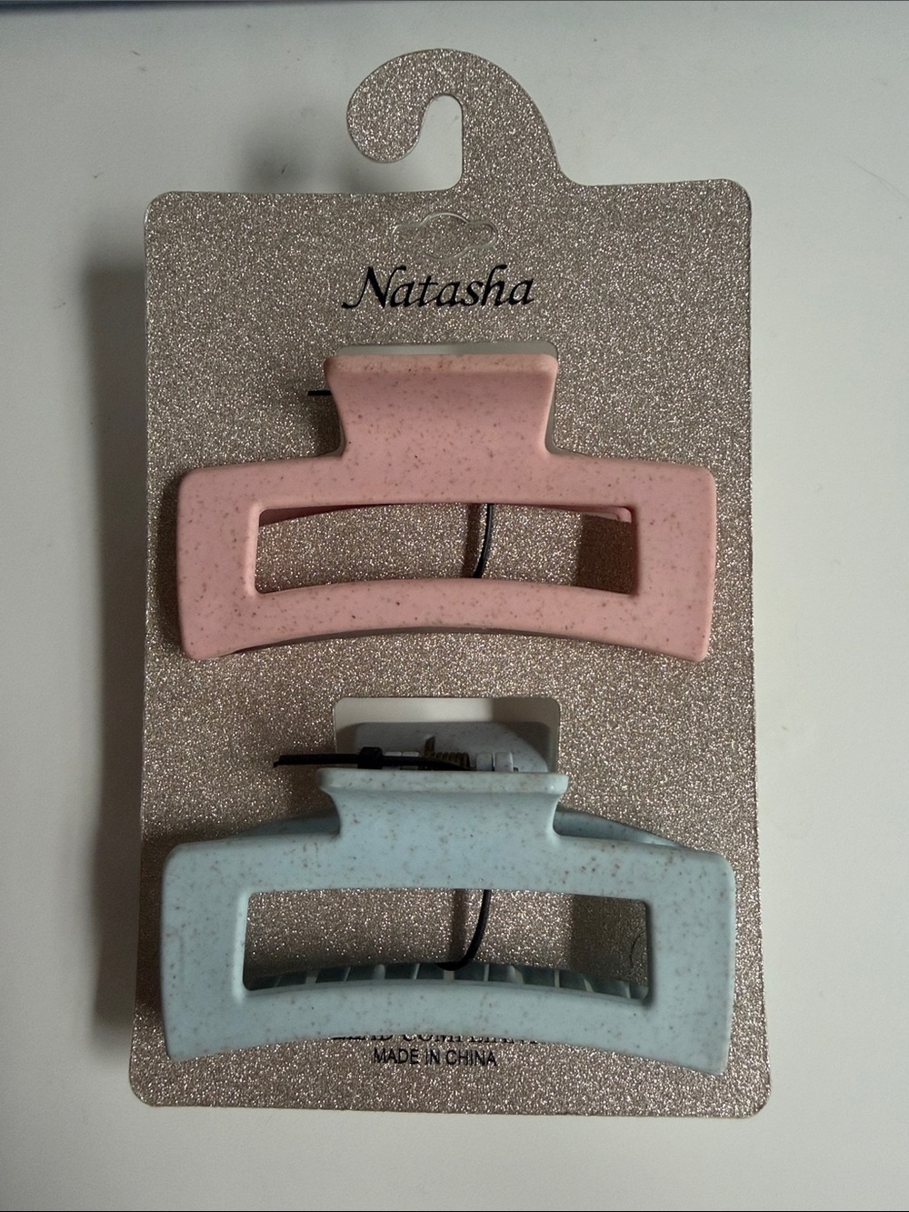 Natasha Couture Pastel Pink & Pale Blue Kids Hair Claw Clip Duo